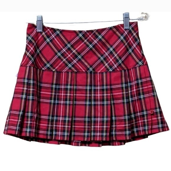 ROYAL BONES RED PLAID TARTAN MINI SKIRT - S - Picture 1 of 7